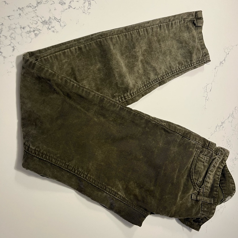 Free People Skinny Corduroy Pants Olive Green Women's Size 25